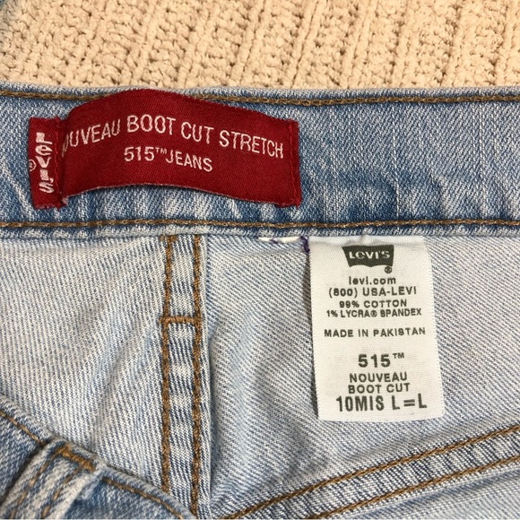 Levi’s Y2K Nouveau Boot Cut Stretch Cotton Blend Light Blue Wash 515 Jeans 10/L - Picture 11 of 14